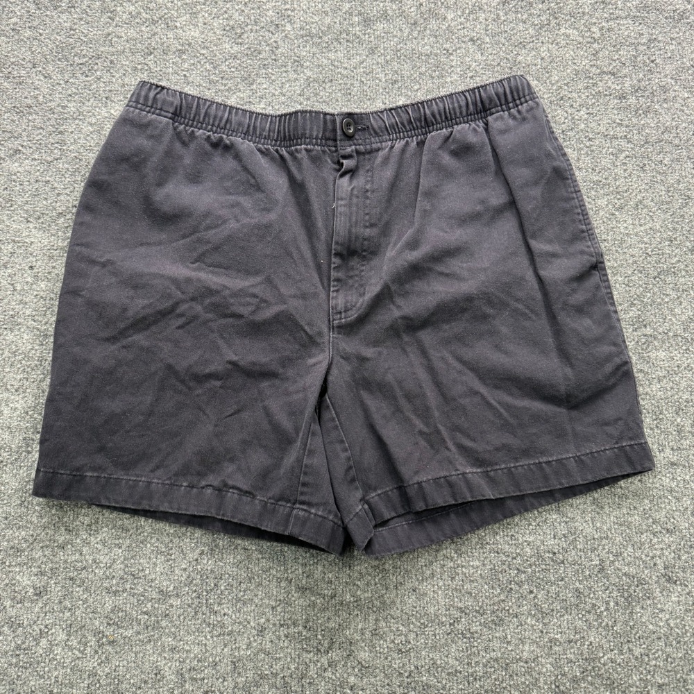 Lands End Elastic Waist Chino Shorts Mens M Black 5.5" Inseam Casual Twill - Picture 1 of 12